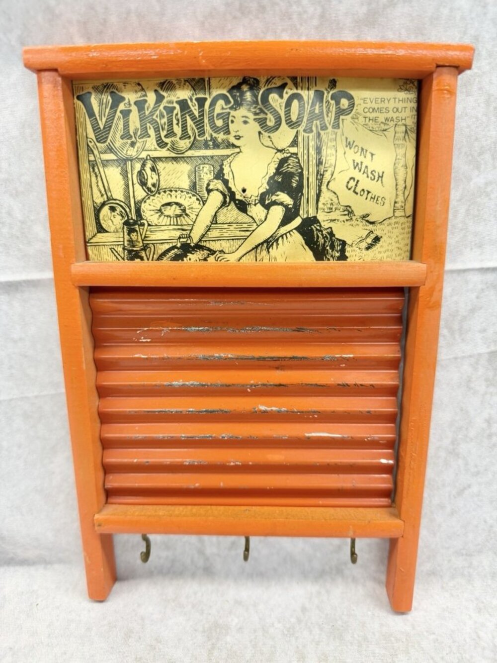 Tin Washboard Key Holder Viking Soap Kitsch Retro Laundry Wall Decor Vintage 9x6